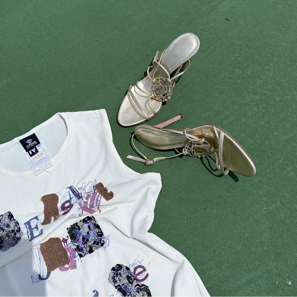 SOLD | Vintage Versace Medusa Emblem Swarovski Heels